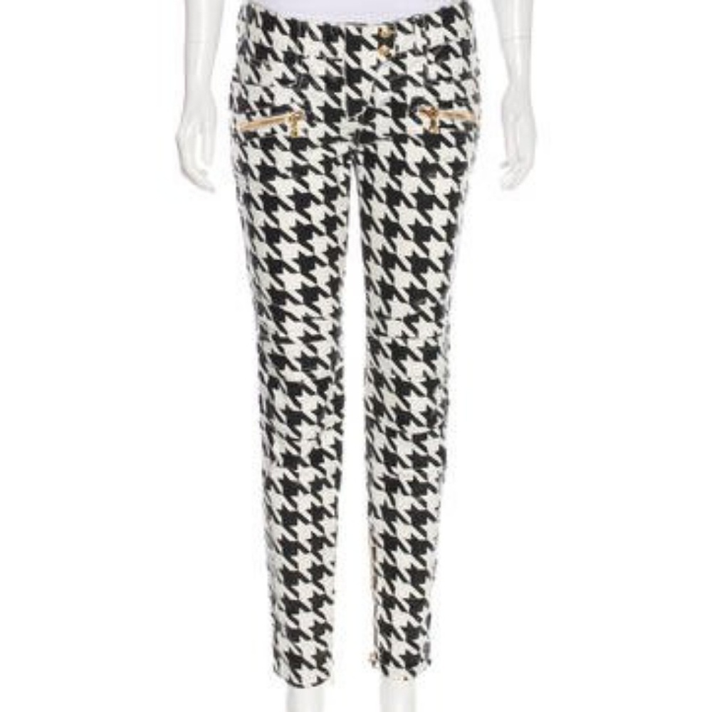BALMAIN PRINTED COATED MID-RISE JEANS